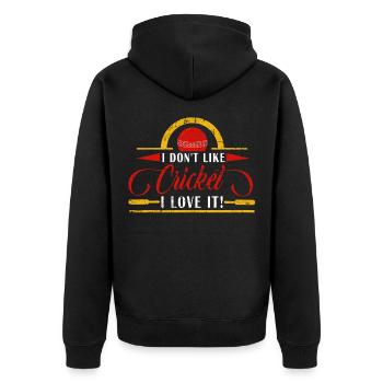 Cricket Pitcher Lustig Geschenk Cricketspieler Bal - Unisex Premium Bio Zip Hoodie - Schwarz - Hinten - Nico (187cm)