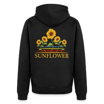 Sonnenblume - Unisex Premium Bio Zip Hoodie - Schwarz - Hinten - Nico (187cm)