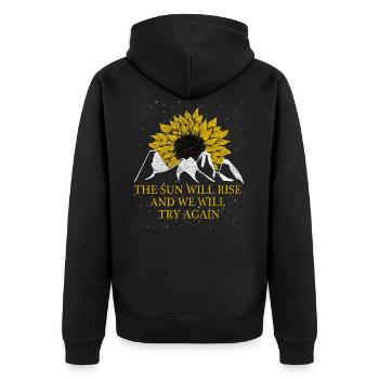 Sun mountains nature sunflower - Unisex Premium Organic Zip Hoodie - black - Back - Nico (187cm)