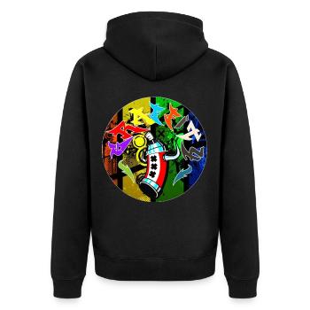 Grafitti - Graffitti Hobby - Freizeit - Unisex Premium Bio Zip Hoodie - Schwarz - Hinten - Nico (187cm)