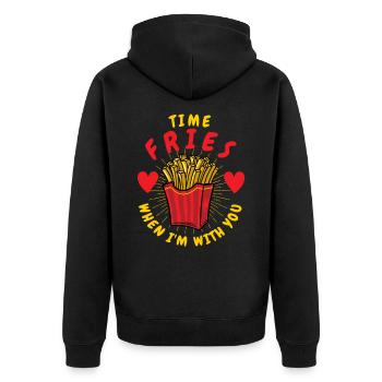 Pommes Frites - Unisex Premium Bio Zip Hoodie - Schwarz - Hinten - Nico (187cm)