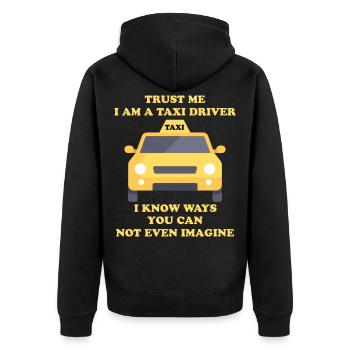 Taxifahrer - Taxi - Unisex Premium Bio Zip Hoodie - Schwarz - Hinten - Nico (187cm)
