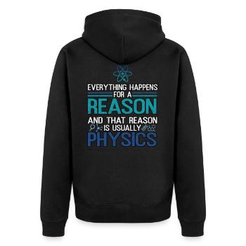 Physiker - Unisex Premium Bio Zip Hoodie - Schwarz - Hinten - Nico (187cm)