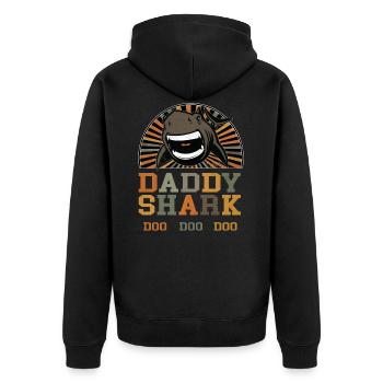 Tigerhai Hai Haie Vaterschaft Papa Vater Vatertag - Unisex Premium Bio Zip Hoodie - Schwarz - Hinten - Nico (187cm)
