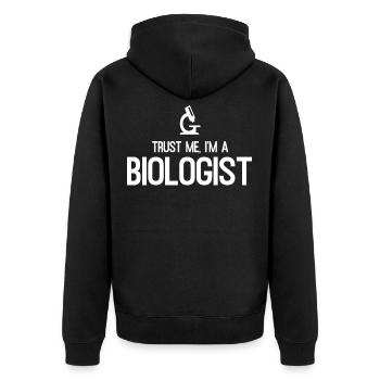 Biologe - Unisex Premium Bio Zip Hoodie - Schwarz - Hinten - Nico (187cm)