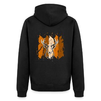 Deer deer animal - Unisex Premium Organic Zip Hoodie - black - Back - Nico (187cm)