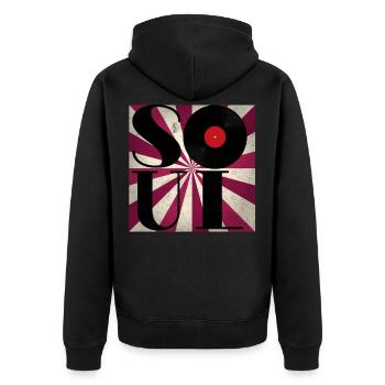 Soul Vinyl Musiker Musik Vintage Retro Jazz 80er - Unisex Premium Bio Zip Hoodie - Schwarz - Hinten - Nico (187cm)