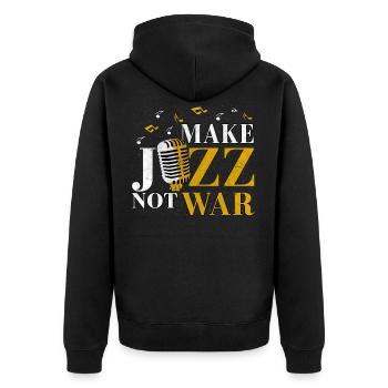 Jazz - Unisex Premium Bio Zip Hoodie - Schwarz - Hinten - Nico (187cm)