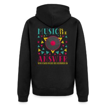Vinyl Musiker Retro Musik Vinyl Vintage Musizieren - Unisex Premium Bio Zip Hoodie - Schwarz - Hinten - Nico (187cm)