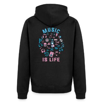 Musik - Unisex Premium Bio Zip Hoodie - Schwarz - Hinten - Nico (187cm)