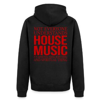 House Music Clubbing Diskothek - Unisex Premium Bio Zip Hoodie - Schwarz - Hinten - Nico (187cm)