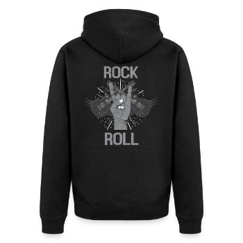 Rock 'n' Roll - Unisex Premium Bio Zip Hoodie - Schwarz - Hinten - Nico (187cm)