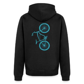 Fahrrad Rad Fahrradfahren Fahrradkurier Radeln - Unisex Premium Bio Zip Hoodie - Schwarz - Hinten - Nico (187cm)