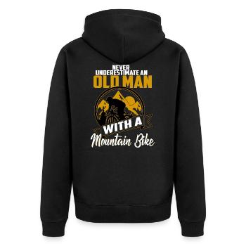 Biking Mountain Bike Mountain Biker Bike - Unisex Premium Organic Zip Hoodie - black - Back - Nico (187cm)