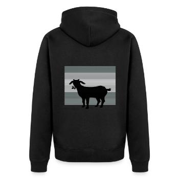 ziege - Unisex Premium Bio Zip Hoodie - Schwarz - Hinten - Nico (187cm)