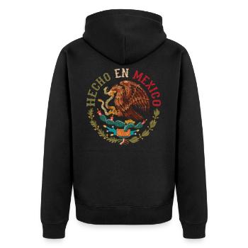 Mexiko - Unisex Premium Bio Zip Hoodie - Schwarz - Hinten - Nico (187cm)