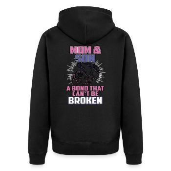 Mutter und Sohn Mama Kind Mutterliebe Mom - Unisex Premium Bio Zip Hoodie - Schwarz - Hinten - Nico (187cm)