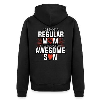 Mama und Sohn Mutter Kind Muttertag Mami Mommy - Unisex Premium Bio Zip Hoodie - Schwarz - Hinten - Nico (187cm)