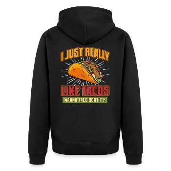 tacos - Unisex Premium Organic Zip Hoodie - black - Back - Nico (187cm)