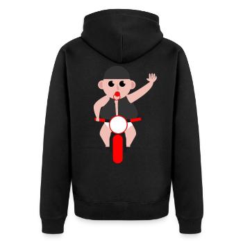 Vélo bébé moto enfant - Veste à capuche bio Premium Unisexe - noir - Dos - Nico (187cm)