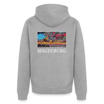 Allemagne, art de la ville de Magdebourg - Veste à capuche bio Premium Unisexe - gris chiné - Dos - Nico (187cm)