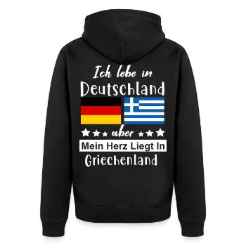 Deutschland Griechenland - Unisex Premium Bio Zip Hoodie - Schwarz - Hinten - Nico (187cm)