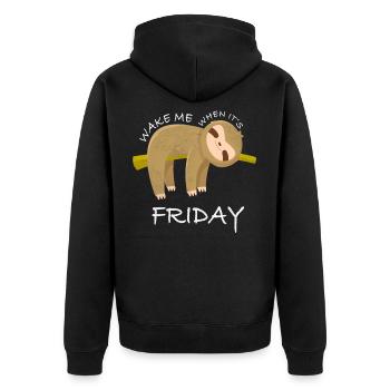 Faultier lustige Sprüche - Unisex Premium Bio Zip Hoodie - Schwarz - Hinten - Nico (187cm)