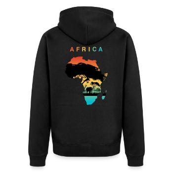 Africa - Unisex Premium Organic Zip Hoodie - black - Back - Nico (187cm)