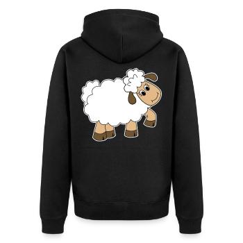 Comic Cartoon Wolle Bauernhof Schaf Lamm Geschenk - Unisex Premium Bio Zip Hoodie - Schwarz - Hinten - Nico (187cm)