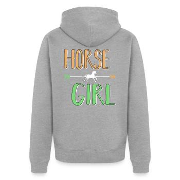 Pferd Tiere Pferde Reiten Horse Girl Pferdesprüche - Unisex Premium Bio Zip Hoodie - Grau meliert - Hinten - Nico (187cm)