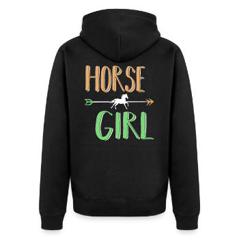 Cheval animaux équitation cheval fille cheval dire - Veste à capuche bio Premium Unisexe - noir - Dos - Nico (187cm)