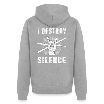 Rock music rocknroll drums drums drummer - Unisex Premium Organic Zip Hoodie - heather grey - Back - Nico (187cm)
