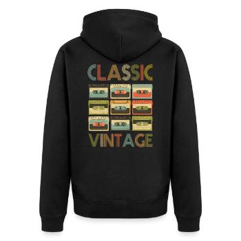 Retro vintage 80s - Unisex Premium Organic Zip Hoodie - black - Back - Nico (187cm)