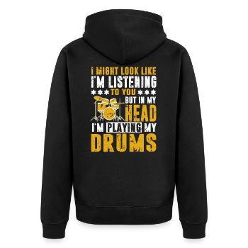 Drums Drums Drummer Drumsticks Rocknroll - Unisex Premium Organic Zip Hoodie - black - Back - Nico (187cm)