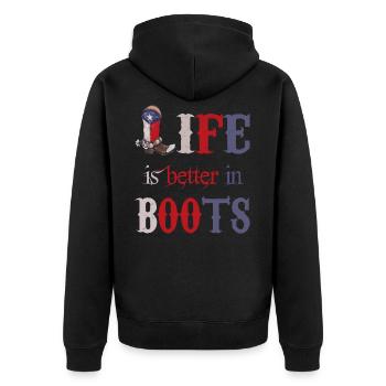 Texas Dallas Cowboy Boots Wild West Western - Unisex Premium Organic Zip Hoodie - black - Back - Nico (187cm)
