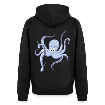 Cadeau de mer drôle de pieuvre poulpe - Veste à capuche bio Premium Unisexe - noir - Dos - Nico (187cm)