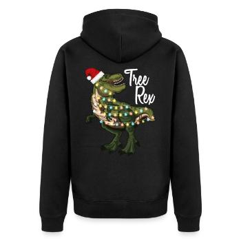 Tree Rex T-Rex Dinosaurier Weihnachts Geschenkidee - Unisex Premium Bio Zip Hoodie - Schwarz - Hinten - Nico (187cm)