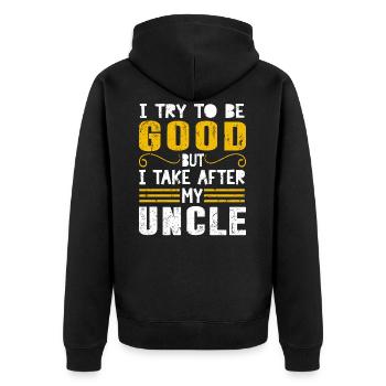 Famille oncle neveu plaisanterie - Veste à capuche bio Premium Unisexe - noir - Dos - Nico (187cm)