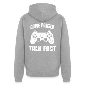 Jeux vidéo Gamer - Veste à capuche bio Premium Unisexe - gris chiné - Dos - Nico (187cm)