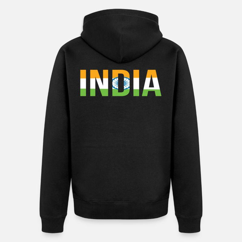 Indien - Unisex Premium Bio Zip Hoodie - Schwarz