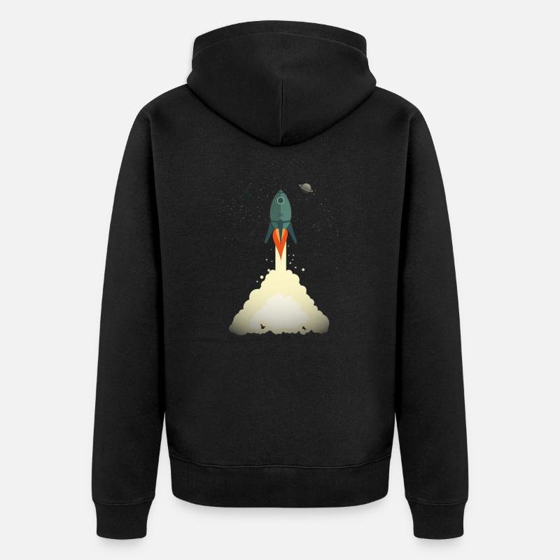 Rakete - Unisex Premium Bio Zip Hoodie - Schwarz