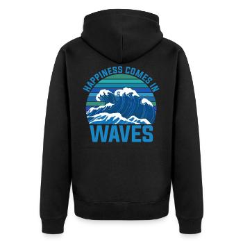 Le bonheur arrive par vagues - Veste à capuche bio Premium Unisexe - noir - Dos - Nico (187cm)