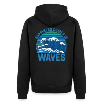Le bonheur vient en vagues - Veste à capuche bio Premium Unisexe - noir - Dos - Nico (187cm)