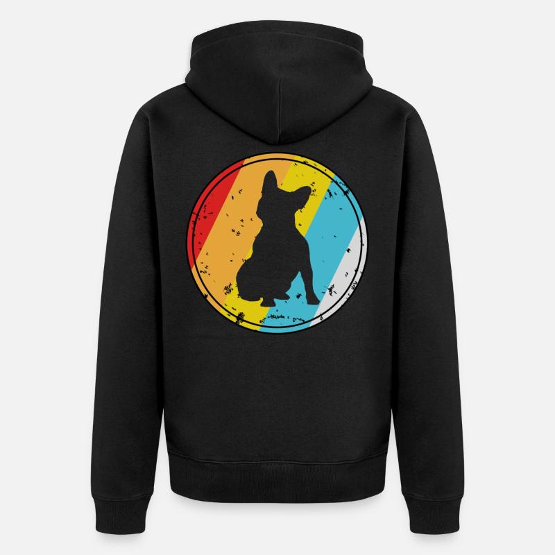 Retro Boston Terrier - Unisex Premium Bio Zip Hoodie - Schwarz