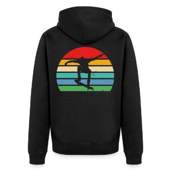 Skate Skateboard Retro Skater Vintage Skateboarder - Unisex Premium Bio Zip Hoodie - Schwarz - Hinten - Nico (187cm)