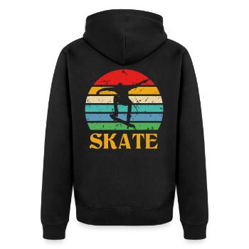 Skater Retro Skateboarder Skateboard Skate - Unisex Premium Bio Zip Hoodie - Schwarz - Hinten - Nico (187cm)
