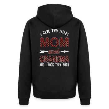 Mom Grandma Mama Oma Mutter Grossmutter Geschenk - Unisex Premium Bio Zip Hoodie - Schwarz - Hinten - Nico (187cm)