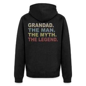 Grandad The Man The Myth The Legend T Shirt - Veste à capuche bio Premium Unisexe - noir - Dos - Nico (187cm)