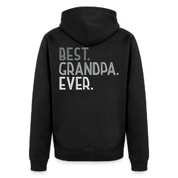 Best Grandpa Ever T-shirt - Father's Day - Unisex Premium Organic Zip Hoodie - black - Back - Nico (187cm)