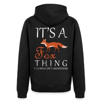 fuchs - Unisex Premium Bio Zip Hoodie - Schwarz - Hinten - Nico (187cm)